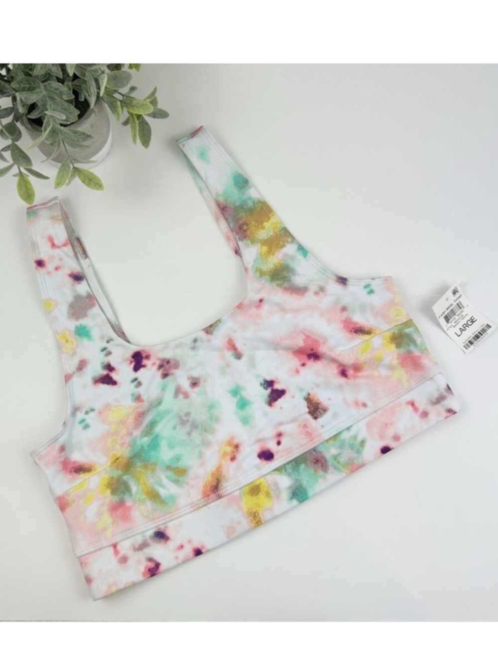 Jenni by Jennifer Moore Tie-Dye Scoop Neck Sports Bra Size Large